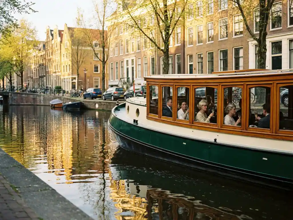 Hoeveel personen passen er bij een voorjaarsborrel op een boot in Amsterdam?