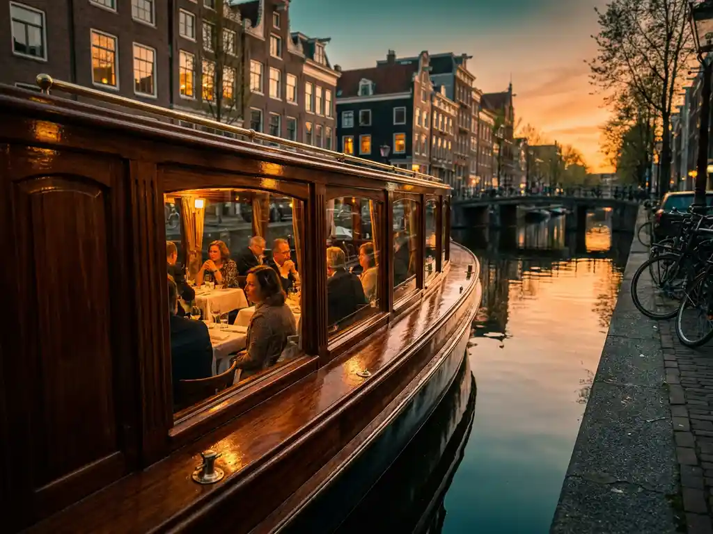 Welke arrangementen zijn er voor een bedrijfsevenement op een boot in Amsterdam?